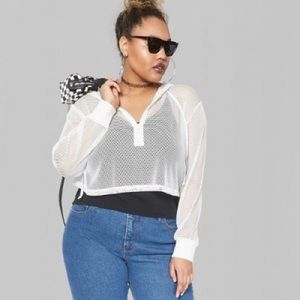 Mesh Half zip cropped hoodie